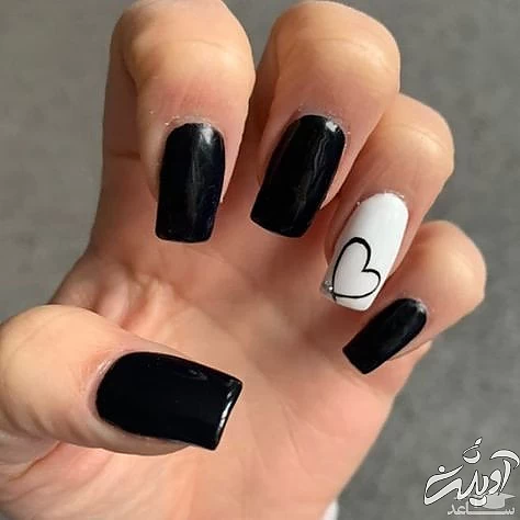 طراحی ناخن سیاه و سفید